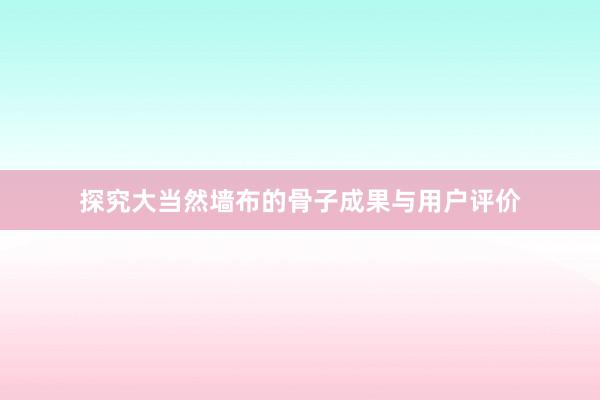 探究大当然墙布的骨子成果与用户评价